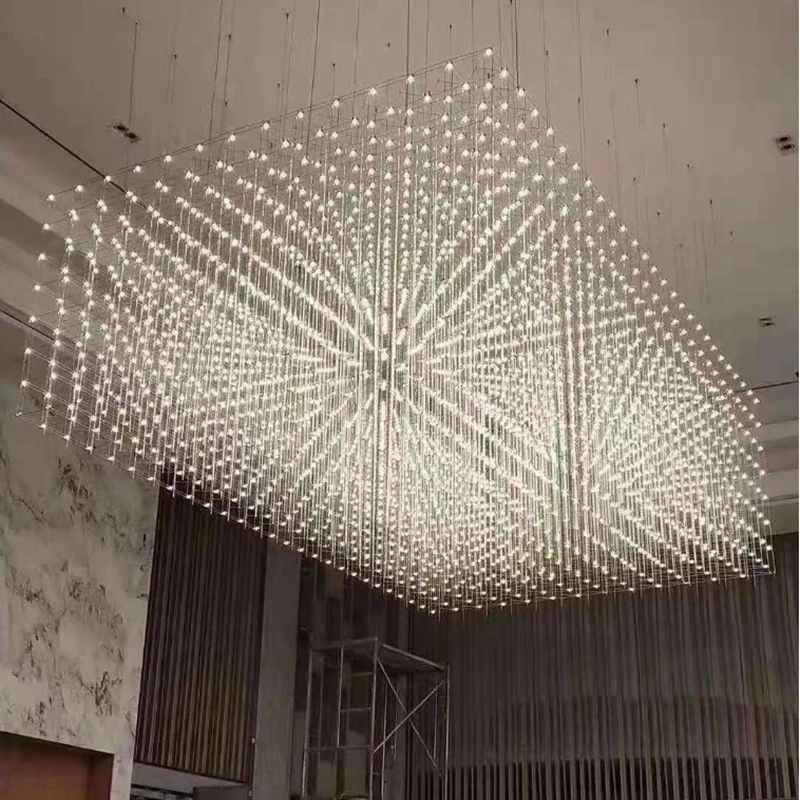 Modern Luxury Chandelier starry sky firefly light cube Pendant Lamp For Dining Room Office Hotel LED Large Hanging Chandelier