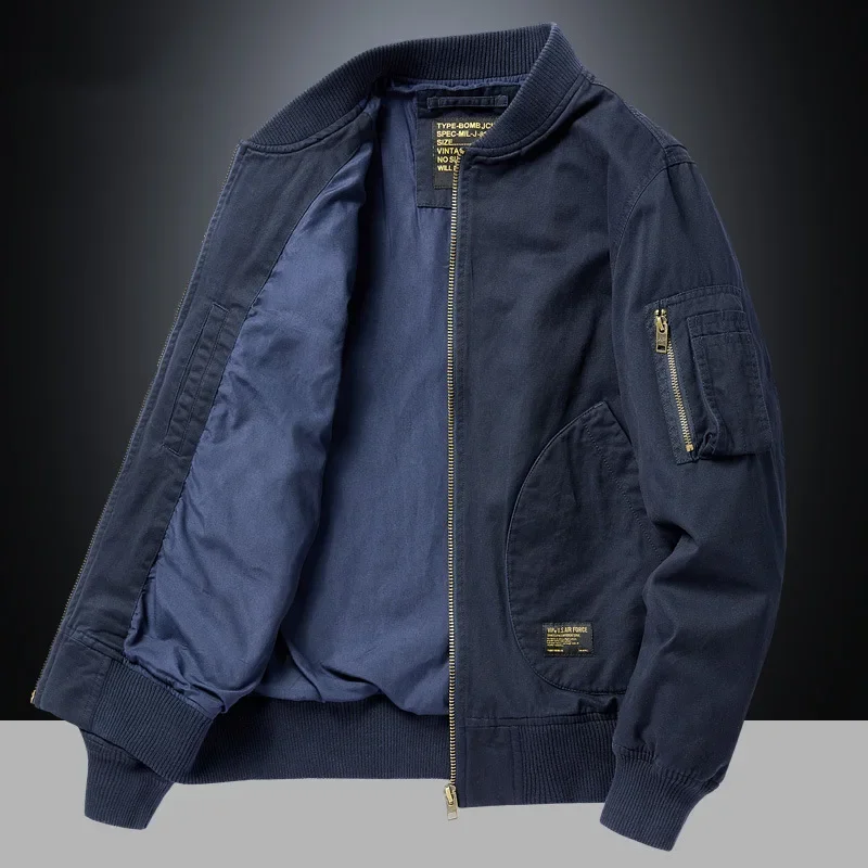 American Vintage 2026 New Fashion Men’s Casual Trendy Simple Basic Loose Zipper Solid Color Baseball Jackets Male Clothes Coats