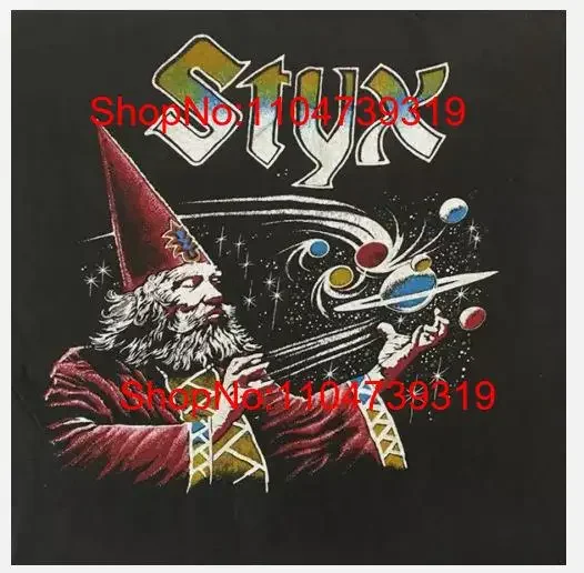 

Винтажная футболка US Tour 1980 Styx Band, хлопковая черная, все размеры, винтажная стираная модная повседневная мягкая удобная универсальная мужская футболка