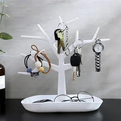 Creative Key Storage Rack ABS Plastic Bird Tree Key Holder Jewelry Rack Living Room Creative Ornaments Desk Organizer