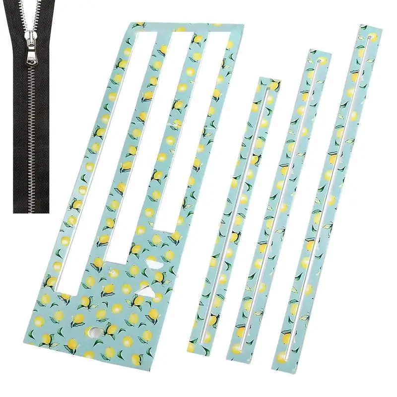 7/8/9 Inches Zipper Template for Beginners Lemon Pattern Acrylic Bag Pocket Templates with Hangable Hole for Sewing Bags