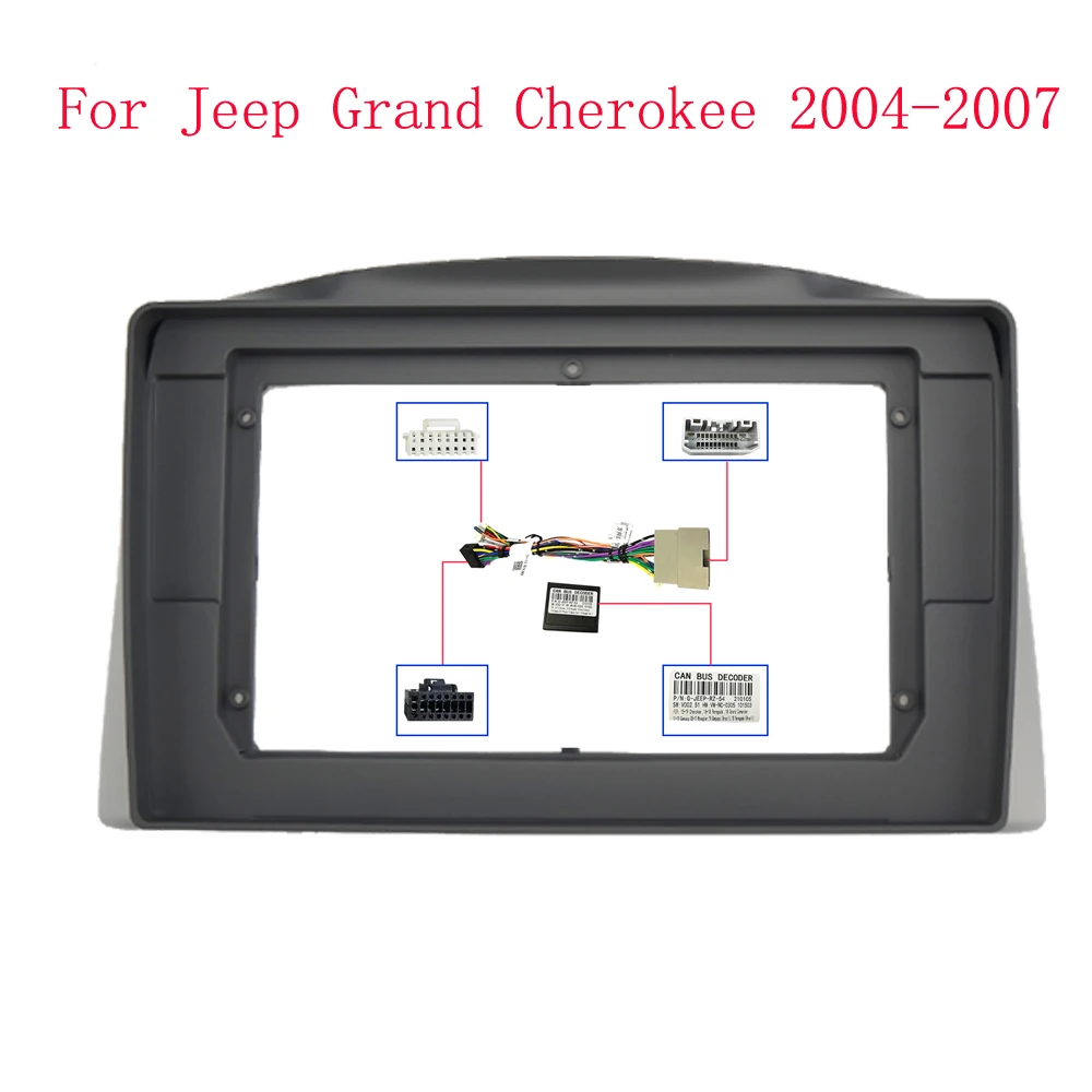 10inch For Jeep Grand Cherokee 2004-2007 Car Radio Frame Dashboard Panel Bracket for Panel Power Cable Canbus 2din DVD Head Unit