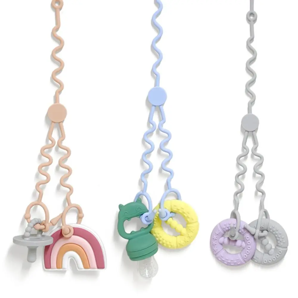

Portable Silicon Nipple Anti-drop Chain Adjustable Double Head Baby Pacifier Chain Stroller Accessories Safety