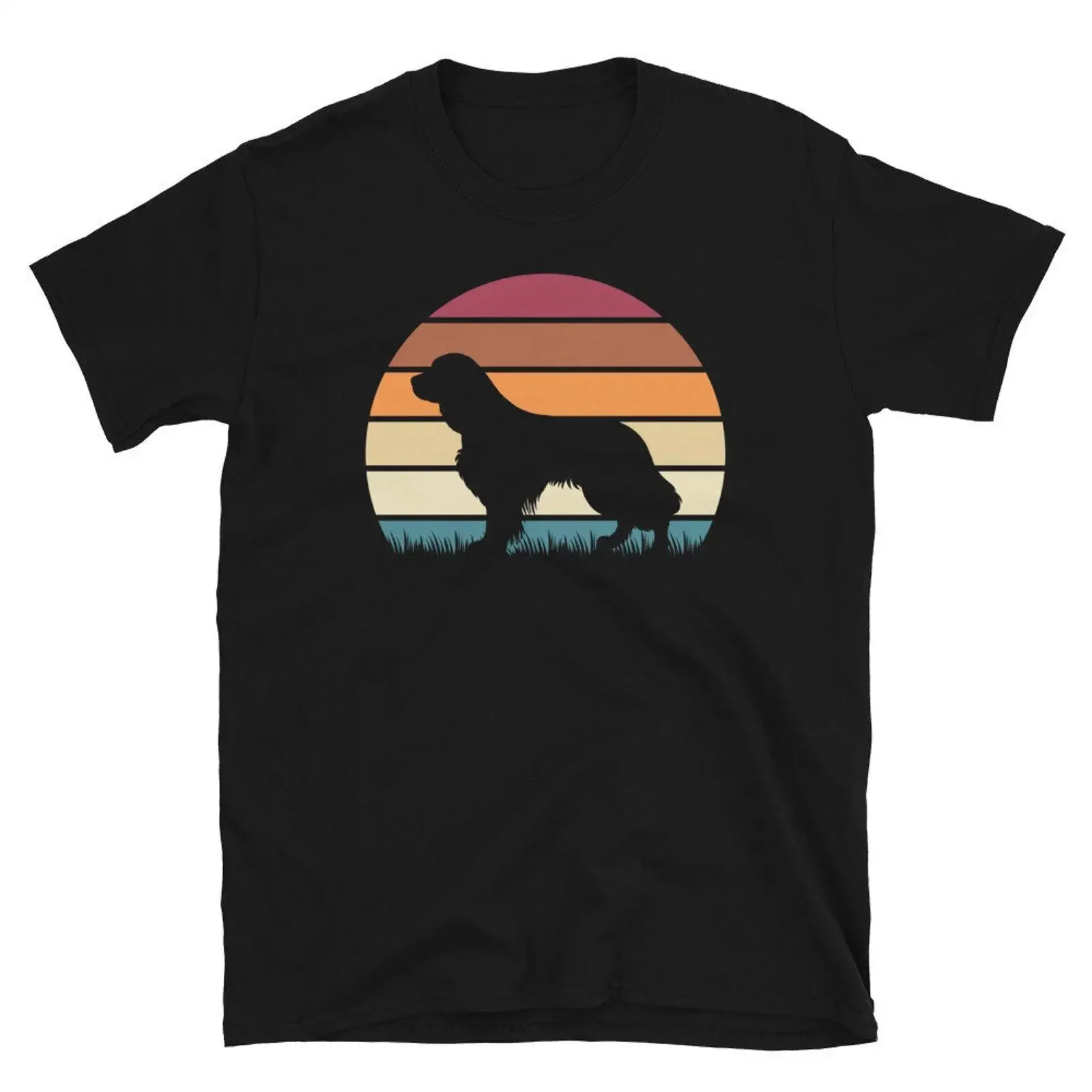 Retro Sunset Dog Pet Lover English Springer Spaniel Breed  T Shirt vintage Washed Top For Everyday Wear fashion graphic