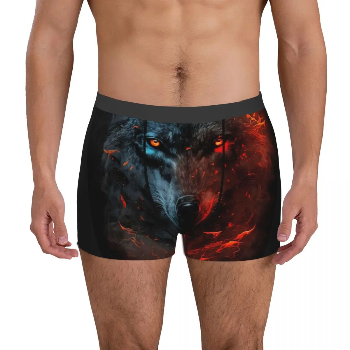 Wolf Underpants Breathbale Panties Male Underwear Print Shorts Boxer Briefs