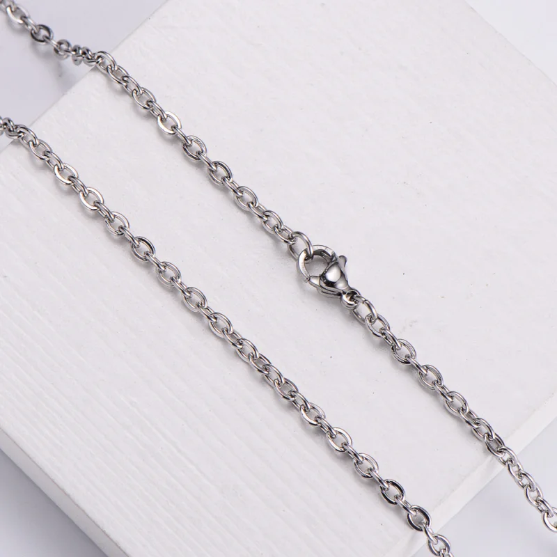 Waterproof women thin 18K gold plated stainless steel link Rolo cable chain necklace for jewelry making