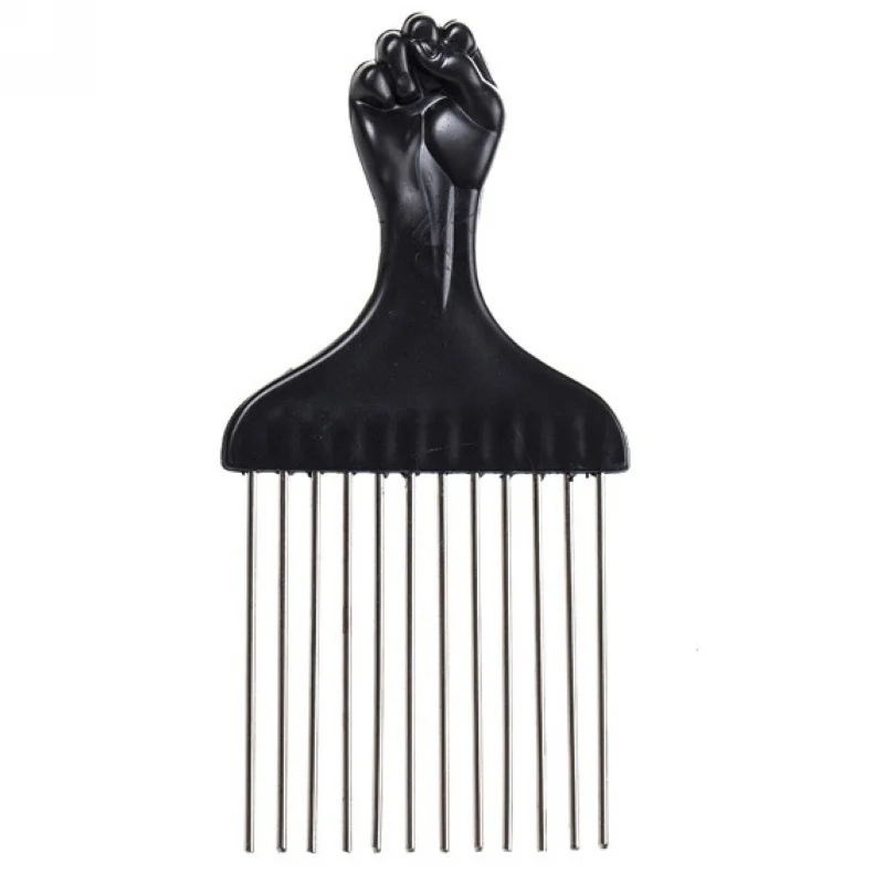 Black Fist Metal African Hair Pik Afro Comb Brush Hairdressing Hairstyle Styling Tool Hair Care Comb расческа для волос