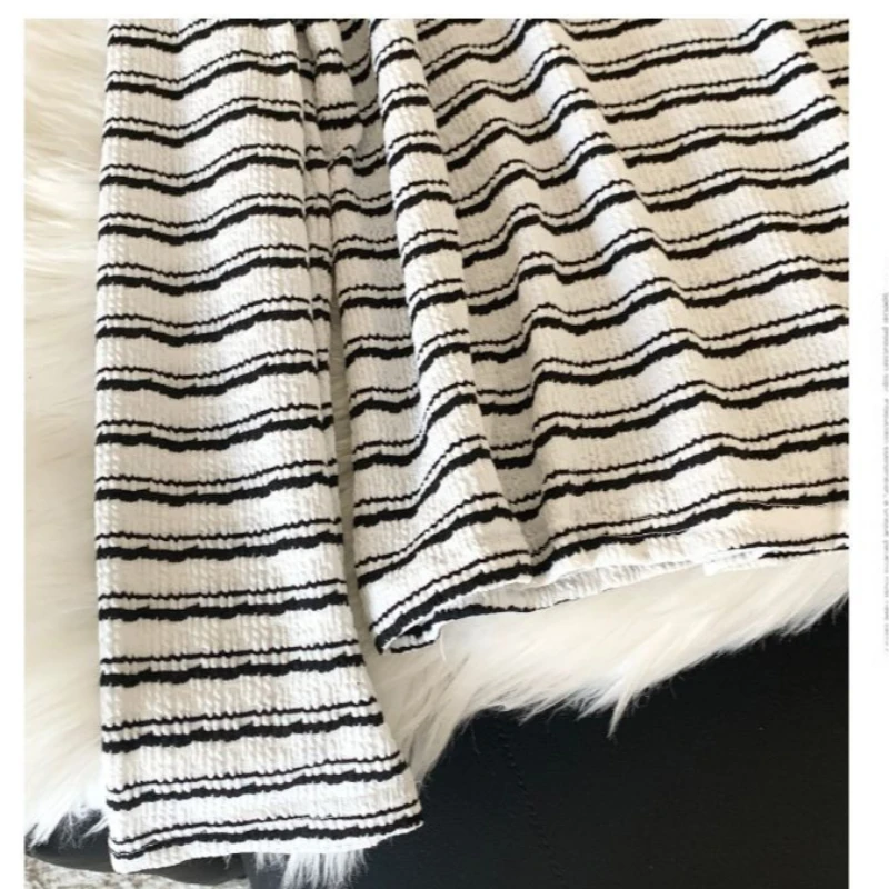 طقم ملابس نوم نسائية مخططة مكشوفة الأكتاف لعام 2025 - بلوزة وسراويل بأكمام طويلة مزخرفة بالدانتيل، ملابس نوم كاجوال حلوة لربيع الخريف #5