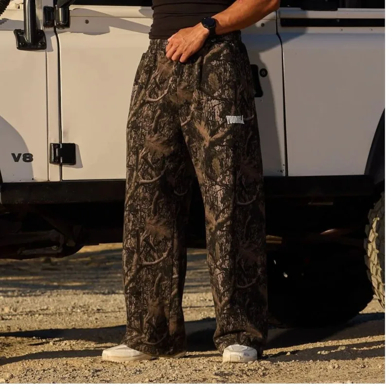 

new Young American trendy sweatpants collaboration anime joggers cotton terry print wide-leg casual pants hip-hop street pants