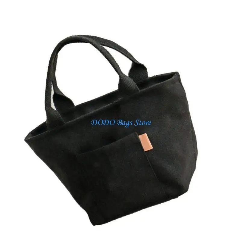 

E8FB Canvas Lunch Bag Insulated Lunch Toted Bag Lunch Box Container Coolers Bag Gifts