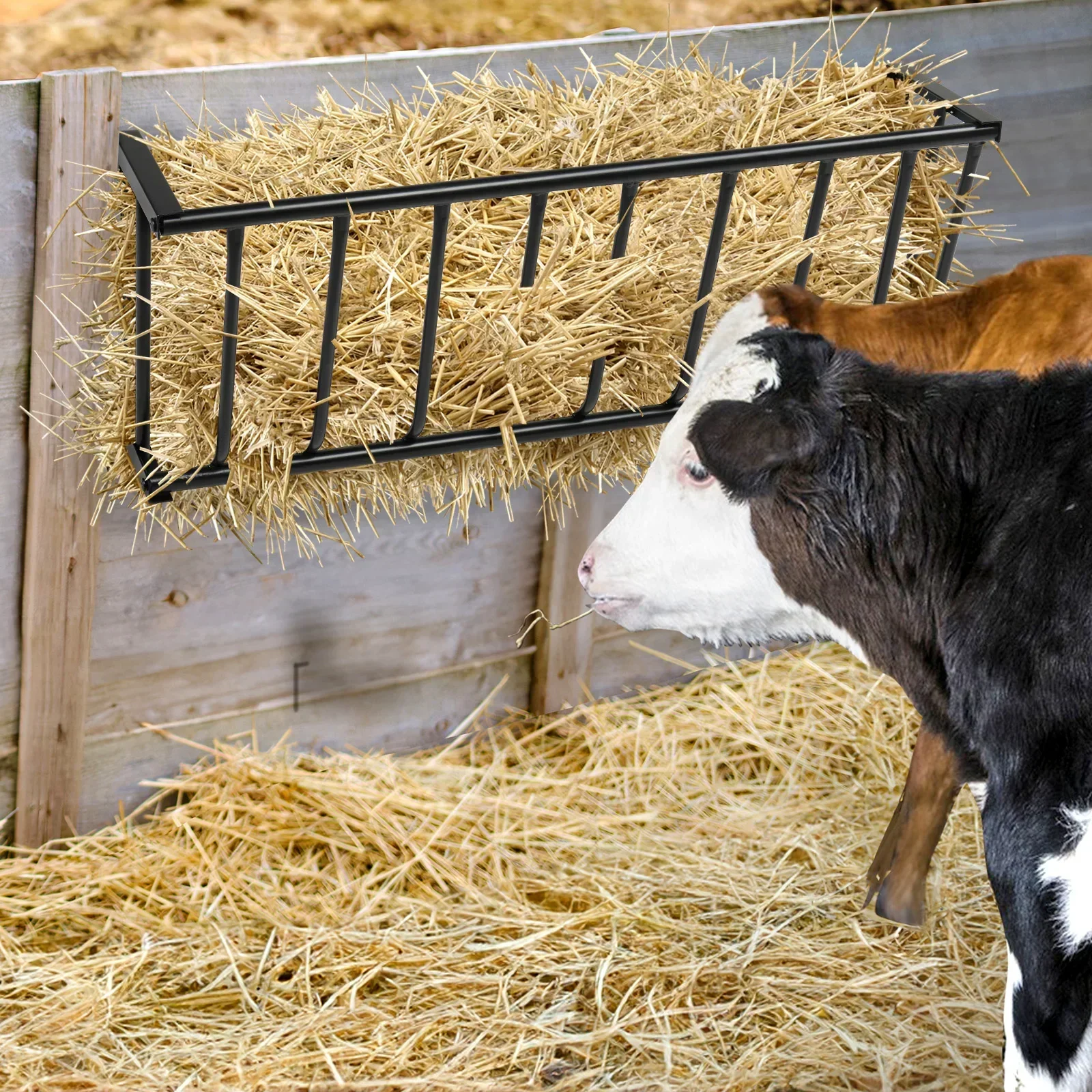 Large Capacity Hay Feeder, Heavy-Duty Steel Goat Hay Rack, 40.8" Long Wall Mounted Horse Hay Holder, Multiple Sided Feeding