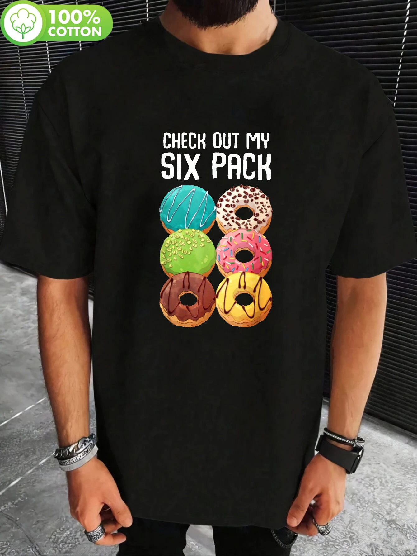 2026 Men'S Humorous Donut Graphic Tee - Featuring The Phrase 