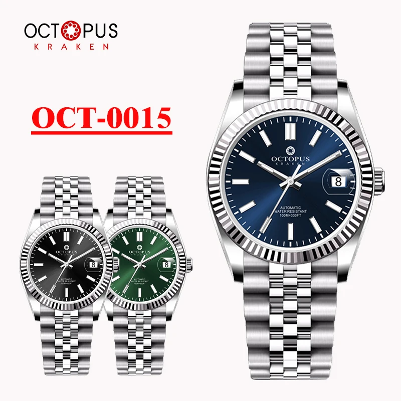 Octopus 36mm Men Mechanical Watch Stainless Steel 100m Waterproof PT5000/SW200 Automatic Movement Fashion Luxury Wristwatch