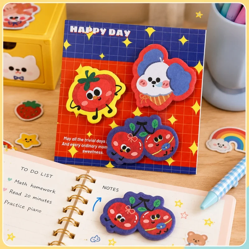 40pcs/lot Kawaii Fruit Animal Memo Pad Sticky Notes Cute N Times Stationery Label Notepad Bookmark Post School Supplies