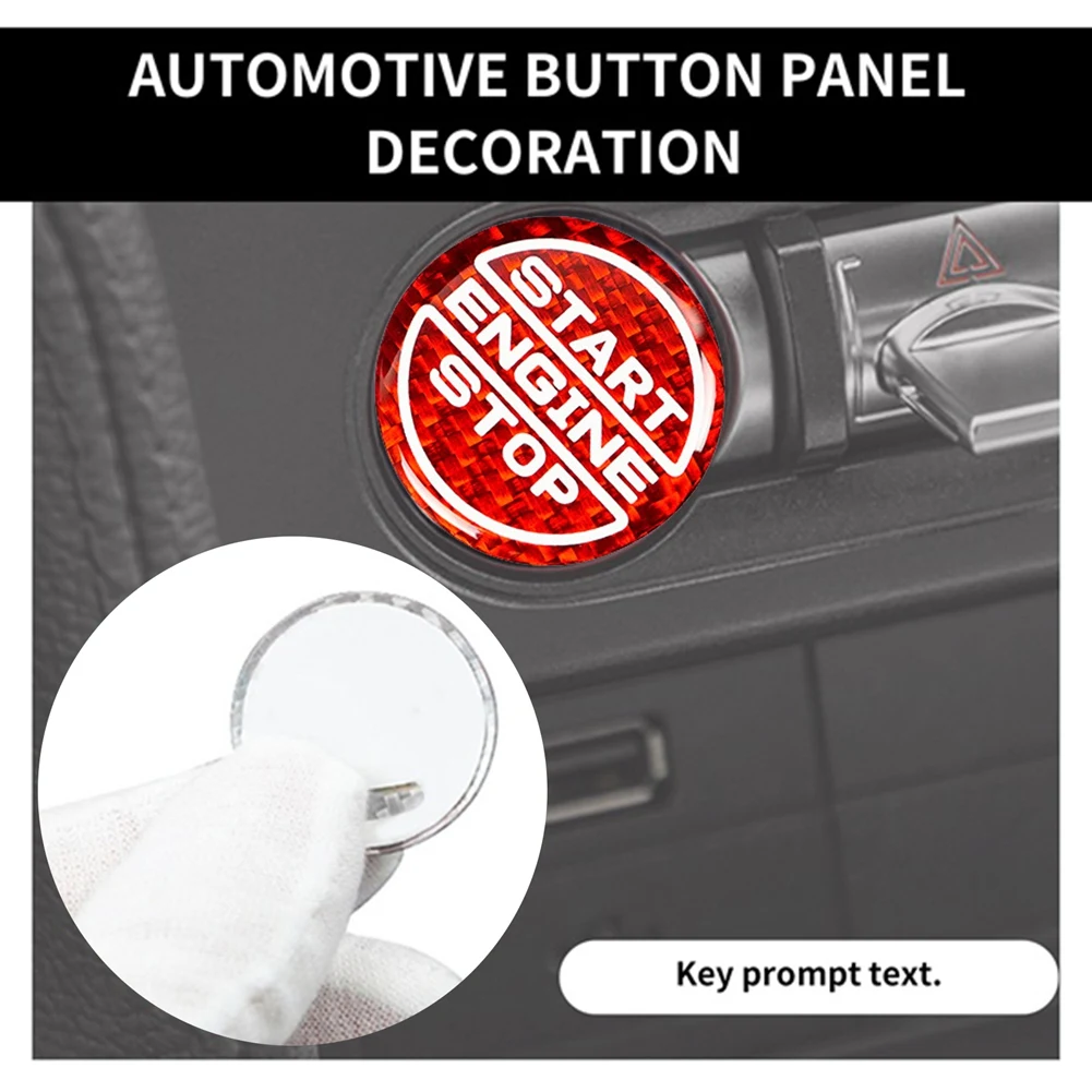 

Carbon Fiber Car Start Engine Stop Button Button Panel Interior Trim for Ford Mustang 2024 Brand New Auto Parts Red