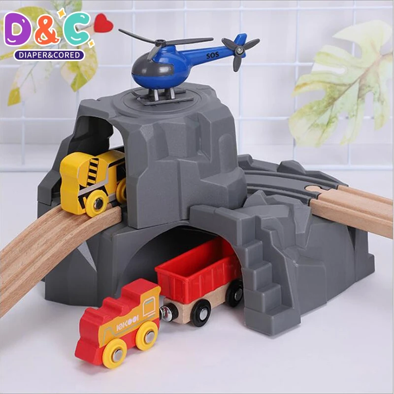 

Plastic Grey Double Tunnel Wooden Train Track Accessories For Tunnel Track Train