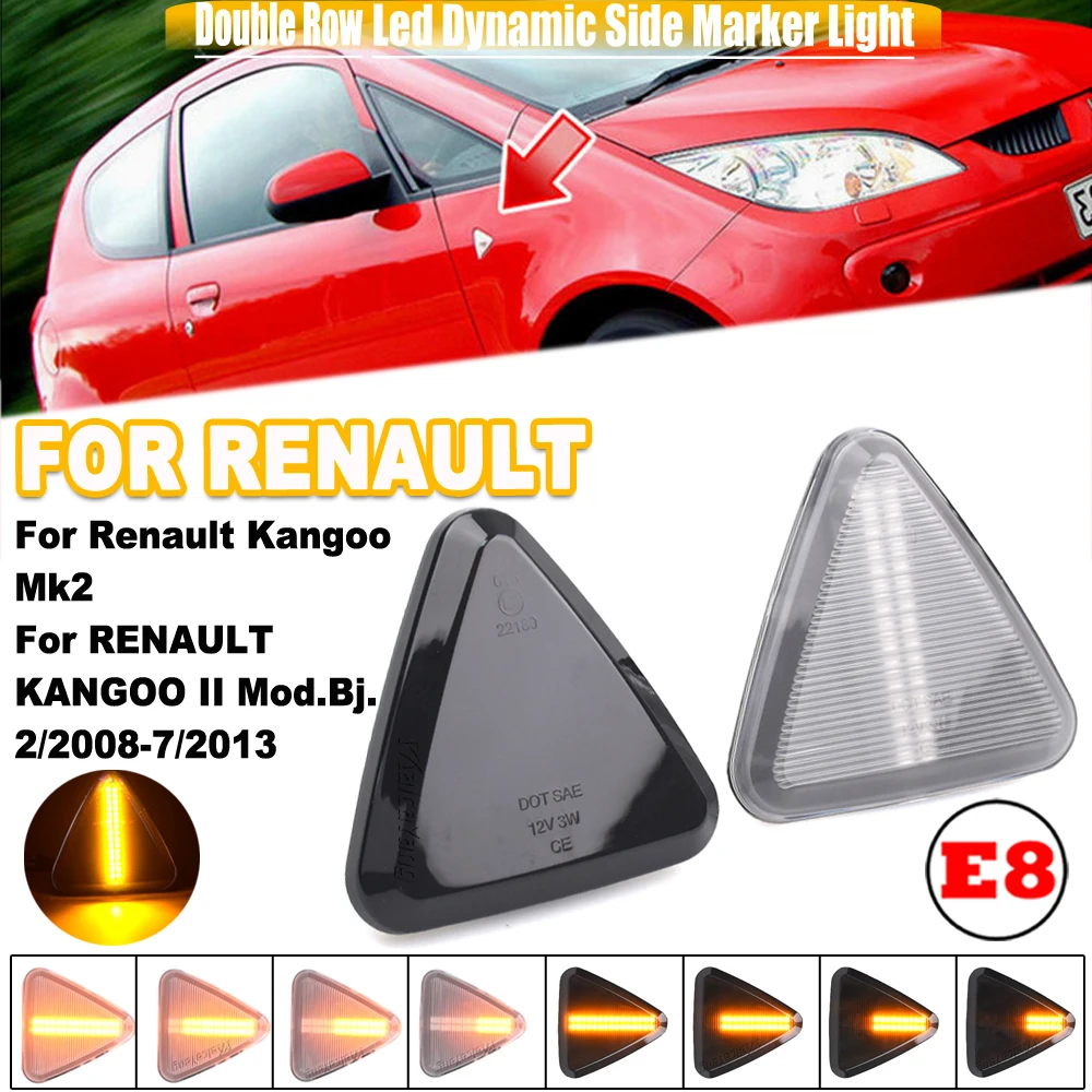 LED Dynamic Side Indicator Marker Signal Light Sequential Flashing Lamp For Renault Kangoo II Mk2 2008 2009 2010 2011 2012 2013