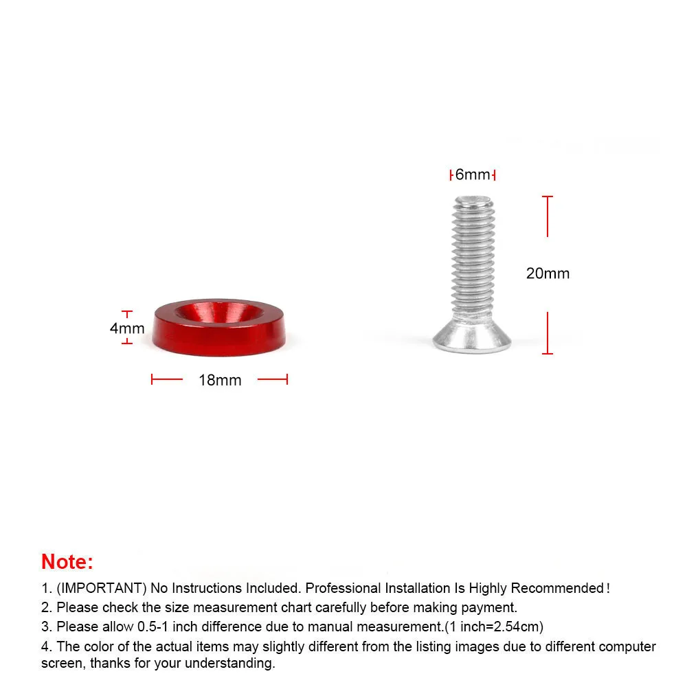 10pcs Car Modified Hex Fasteners Fender Washer Bumper Engine Concave Screws Aluminum JDM Fender Washers and M6 Bolt