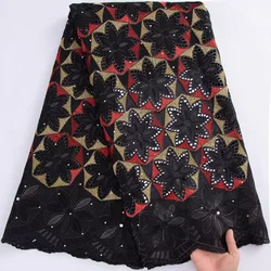 SJD LACE 2025 High Quality African Swiss Voile Lace Fabric 3125 Nigerian Cotton Lace with Stones for DIY Elegant Party Dresses