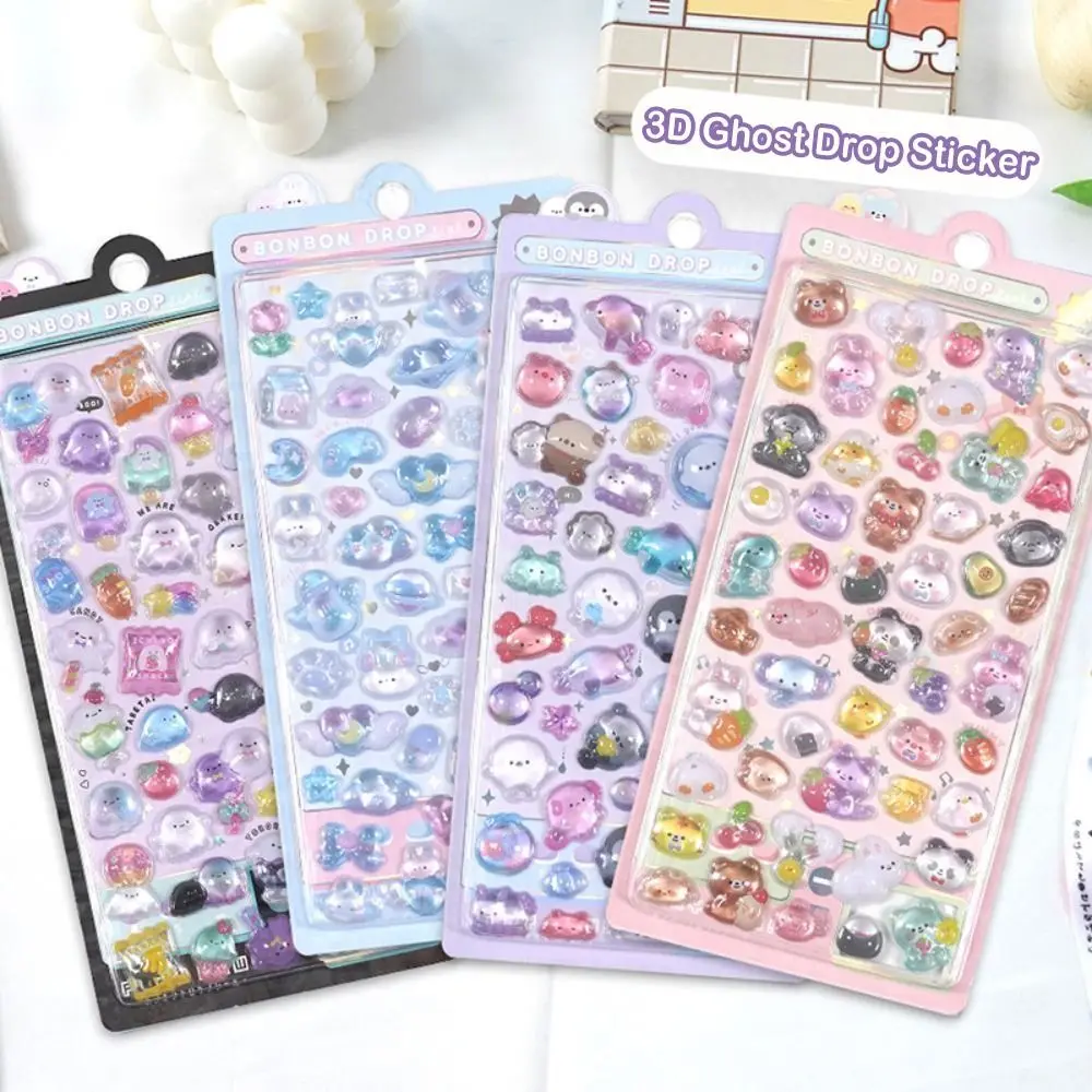 Funny Cute Candy Ghost Drop Sticker Aesthetic Kawaii 3D Relief Decor Stickers Album Diary DIY Toy Stickers Scrapbooking