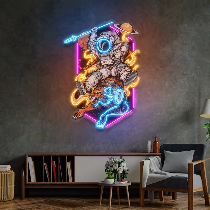 

Astronaut Riding Tiger Neon Sign Acrylic Artwork Decor Home Decor Sign Gift For Him