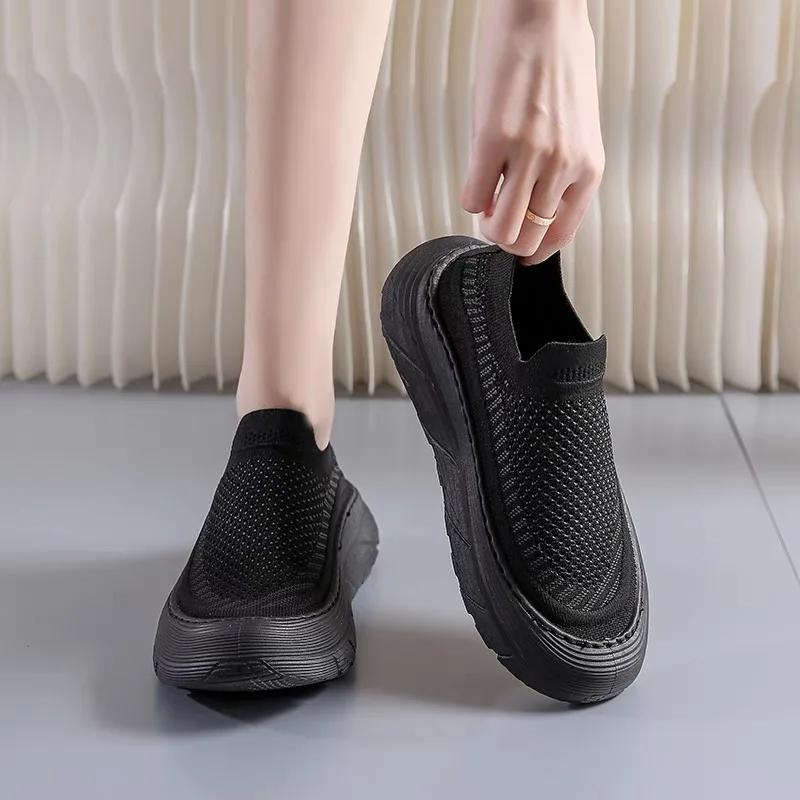 2024 Hot Sale Women's Shoes Slip-on Women's Vulcanize Shoes Fashion Mesh Ladies Casual Shoes New Round Head Versatile Sneakers