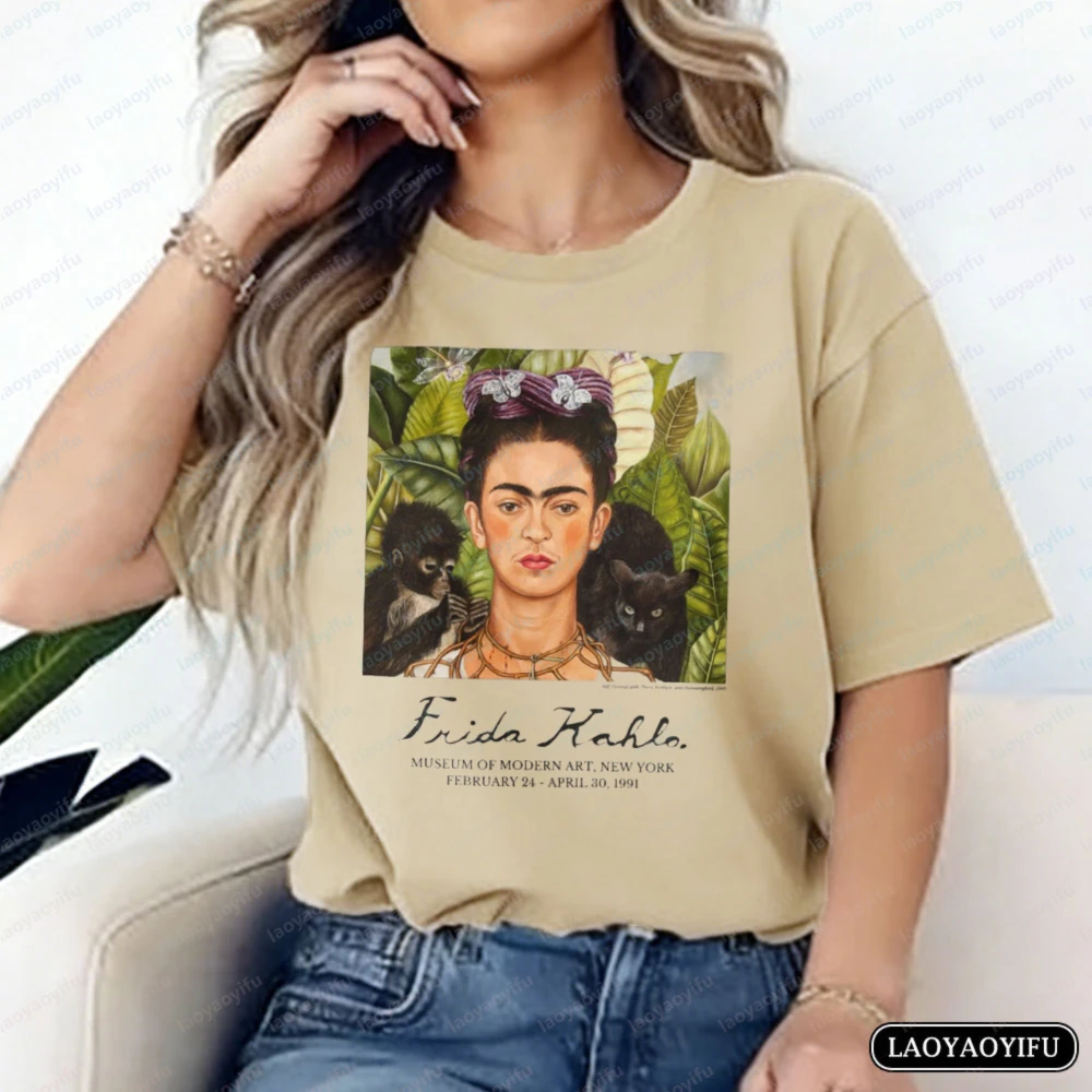 Frida Kahlo T-Shirt MoMA 1991 Exhibition Graphic Tops Mexican Art Casual Cotton Tee Trend Classics Ropa Mujer Clothes for Women view 5
