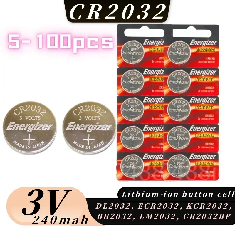 Original 5-100pcs CR2032 DL2032 BR2032 5004LC cr 2032 3V Lithium Battery button cell for watch, toys, car key watch batteries