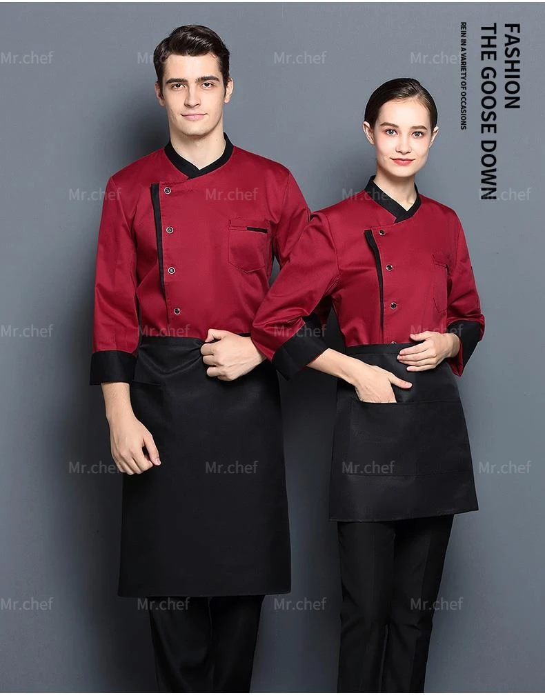 Restaurant Chef Jacket Long Sleeve Hotel Cafe Kitchen Work outfit Bakery Cooking Tops Fast Food Chef Uniform coat men customized