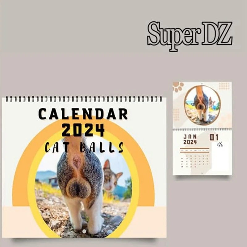 Parede de Ano Novo Calendário, Quarto e Fundo Decoração, Calendário, 2024, Presente