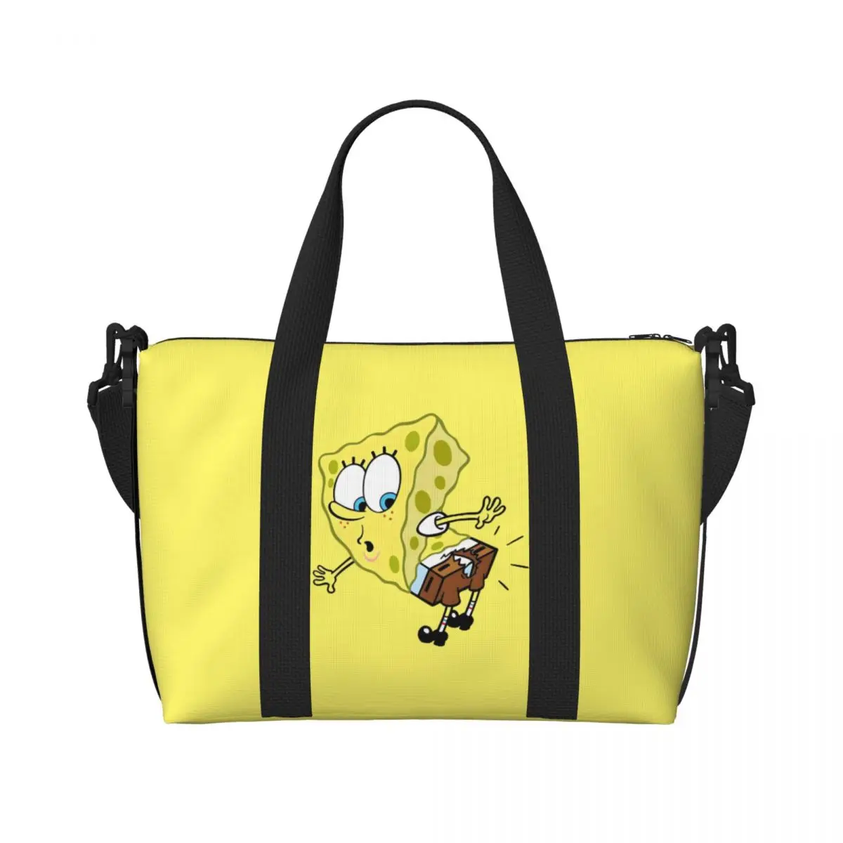 

Пляжная большая сумка на заказ SpongeBobed для женщин, очень большие сумки для спортзала с анимированной комедийной дорожной сумкой для покупок