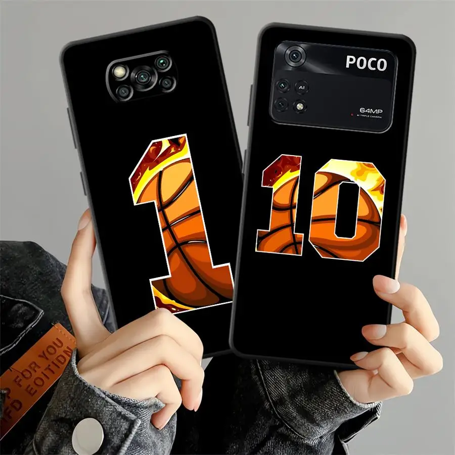 Funda para teléfono Xiaomi Poco F8 C50 F1 M3 M4 M7 F3 C61 C71 C75 X3 X4 X5 X7 Pro M5, diseño de baloncesto número 1 10