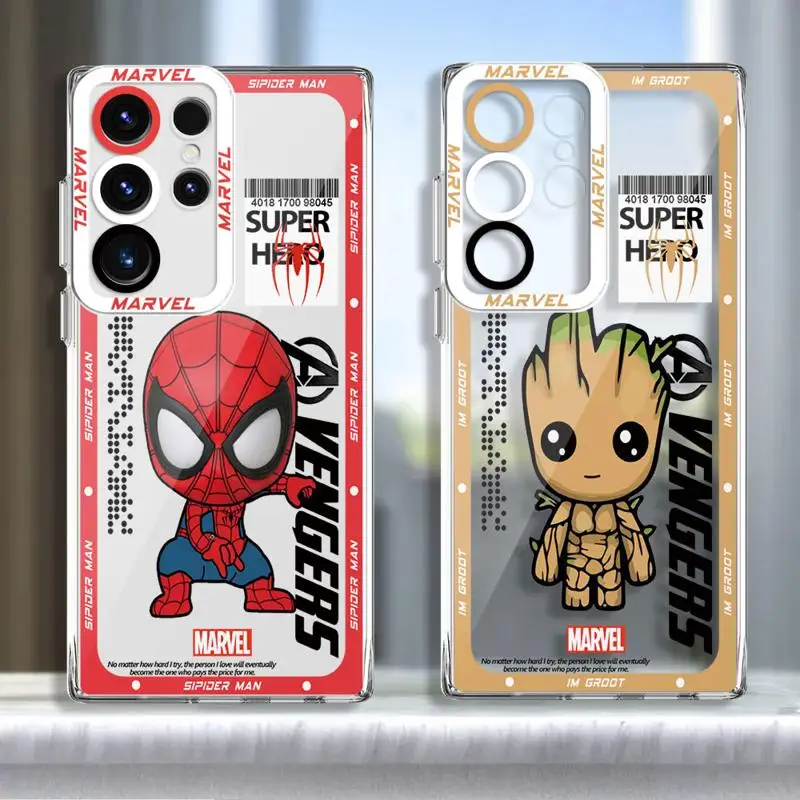 Marvel Sipiderman Groot Case for Samsung Galaxy S21 S24 Ultra S22 Plus S23 FE S20 FE S21 Ultra S23 Transparent Soft Coque