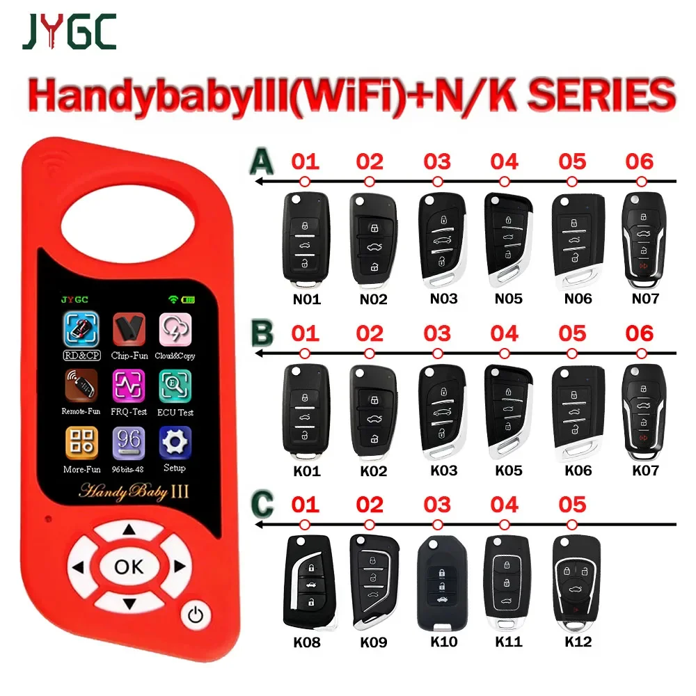 Original JYGC Remote Copier E-baby/Handy BabyIII Frequency Tester Cloud Decoding Car Key Chips With MG-K/N Remotes Free 96Bit 48