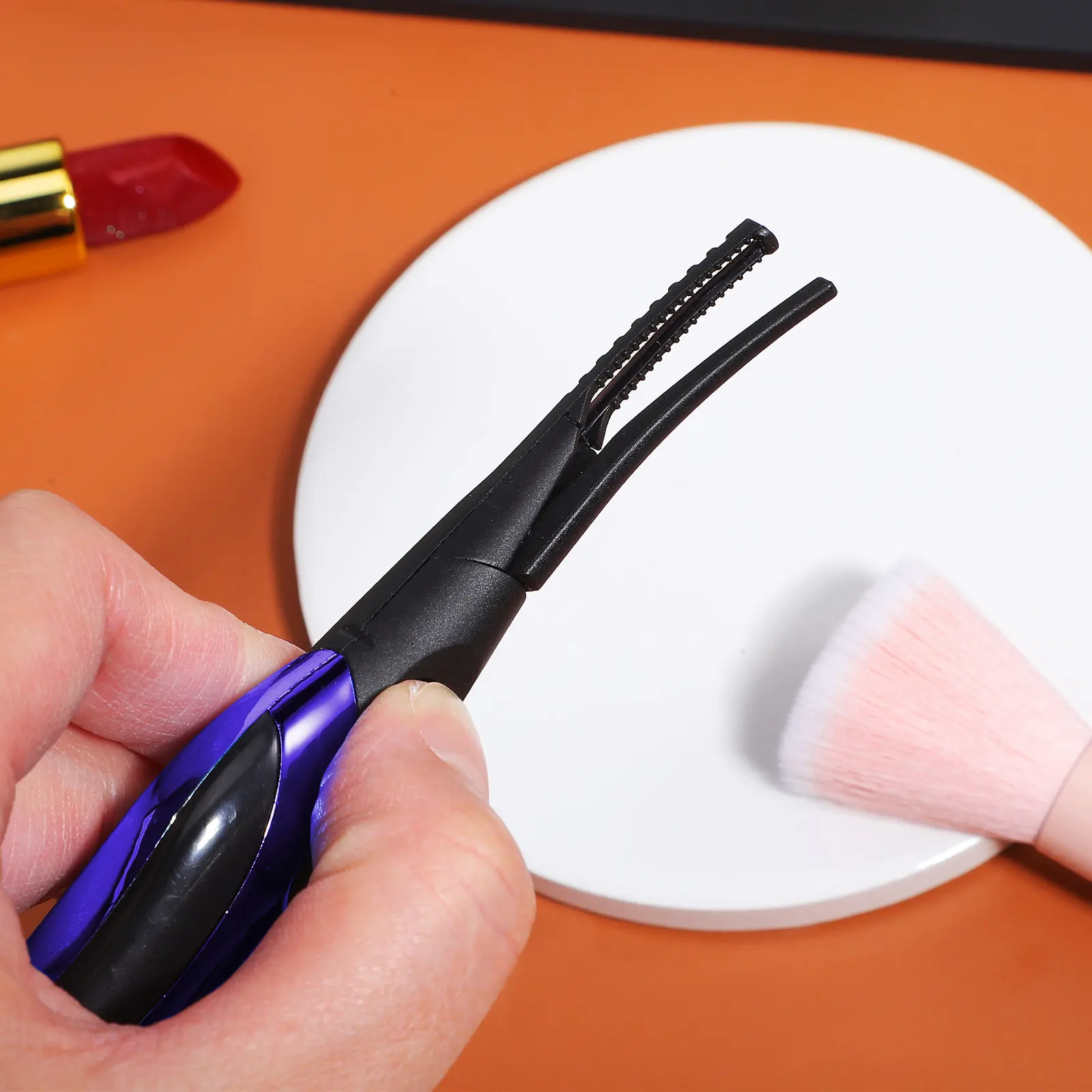 Heated Eyelash Curler Wand Electric Lash Curler with Clamp Portable Eyelash Curling Tool Fast Heating One Button Operation