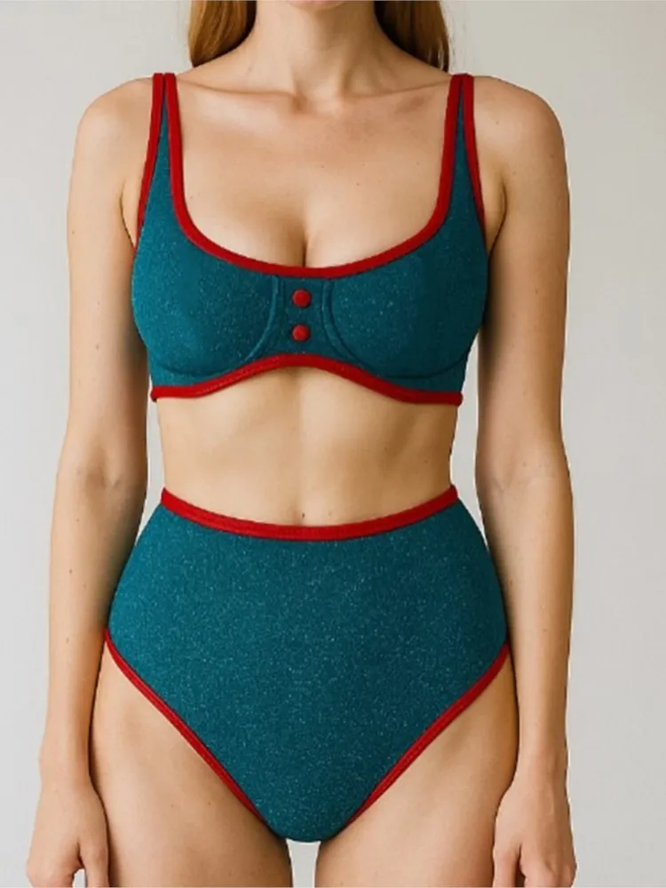 Nova cintura alta sexy maiô feminino verão conjunto de biquíni manga longa banho feminino praia terno de natação para o sexo feminino