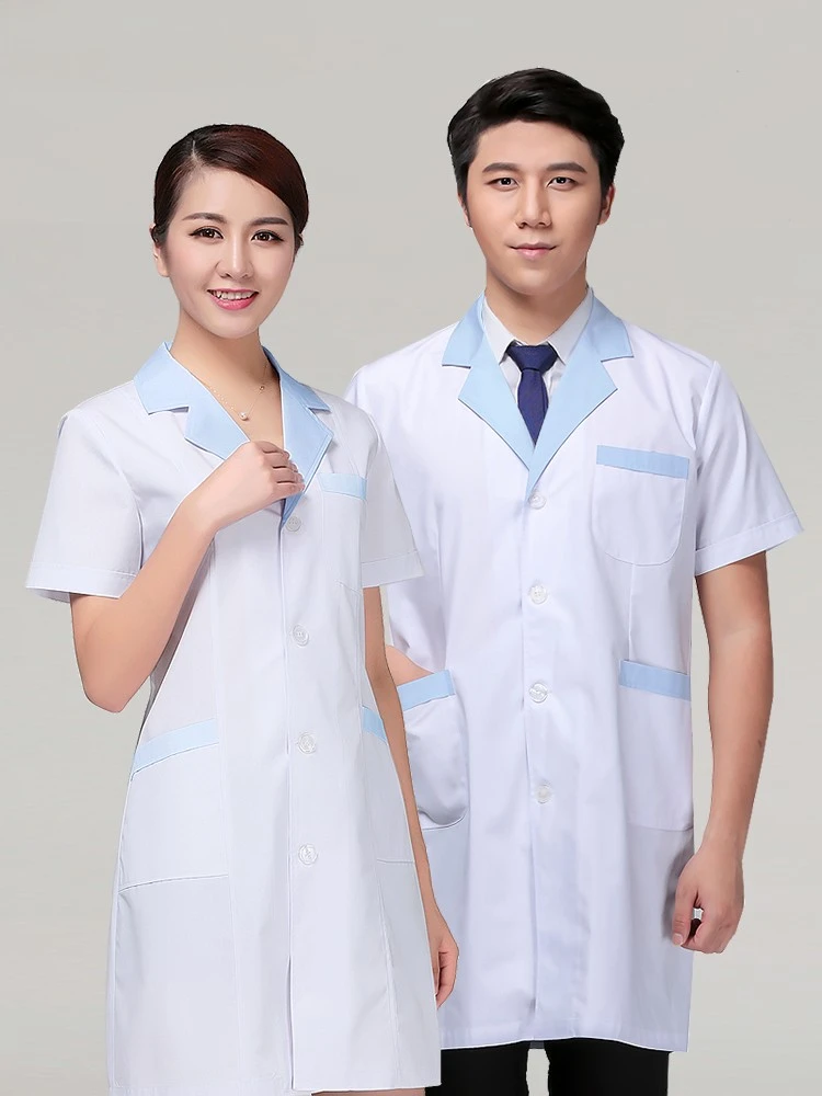 

Drugstore white coat short sleeve female doctor clothes beauty salon men's work clothes pharmacy nurse clothes summer clothes