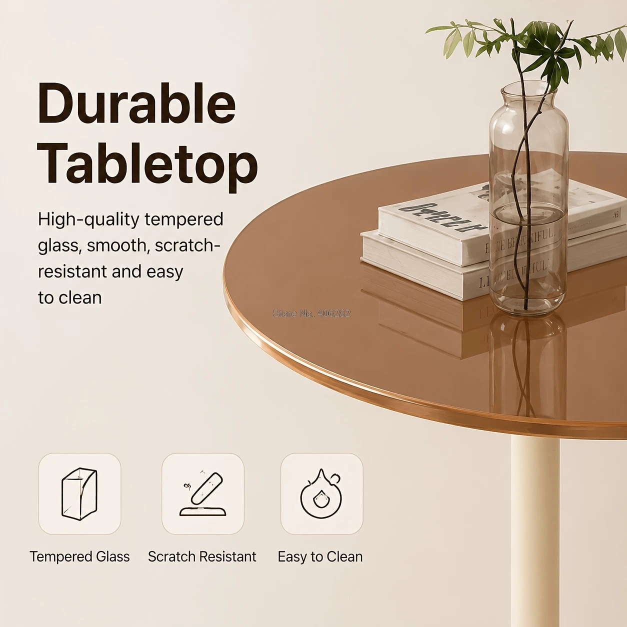 Small Modern Round Accent Table Tempered Glass Top Metal Frame Living Room Bedroom Side Table