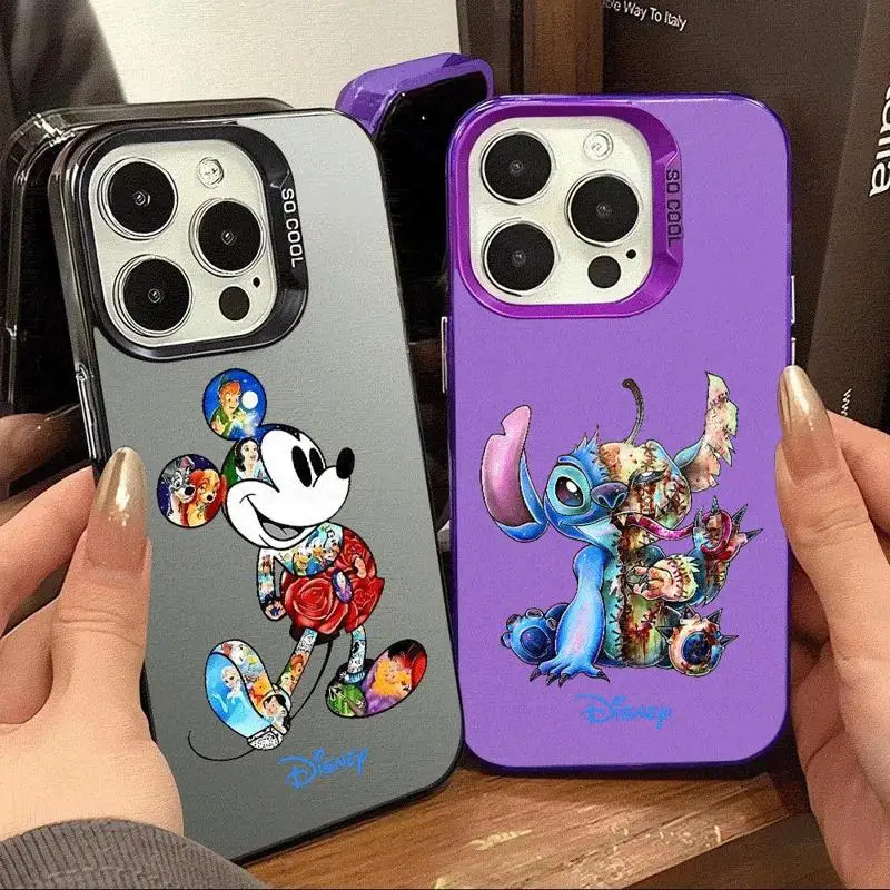 Etui na Apple iPhone 15 11 13 14 Pro Max 12 silikonowe 15 Plus matowe soczewki osłona na telefon Disney Mickey Minnie