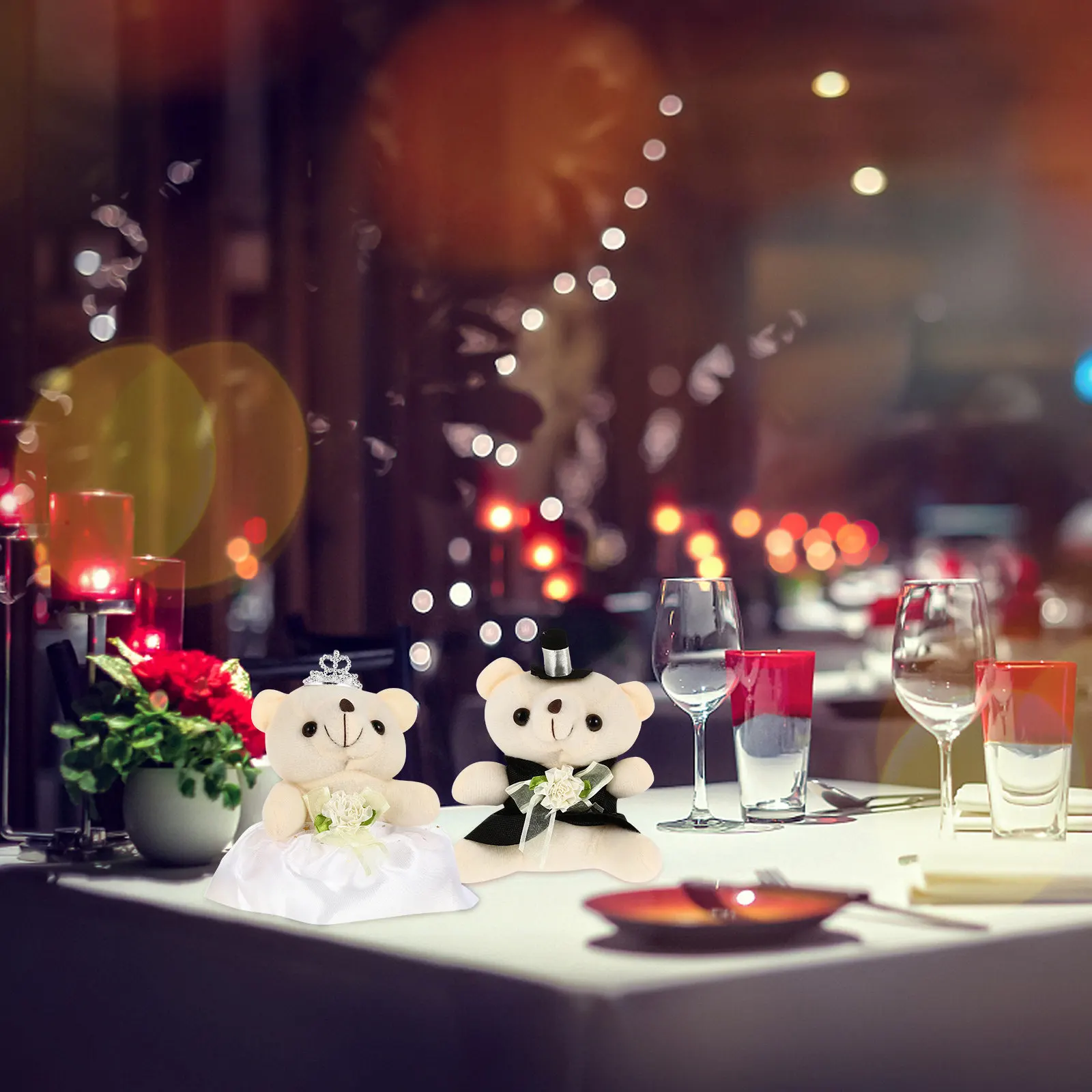 

1Pair Unique Bear Shaped Decor Items Valentine's Day Party Gathering Warm Atmosphere Home Wedding Decor Exquisite Craft Adorable