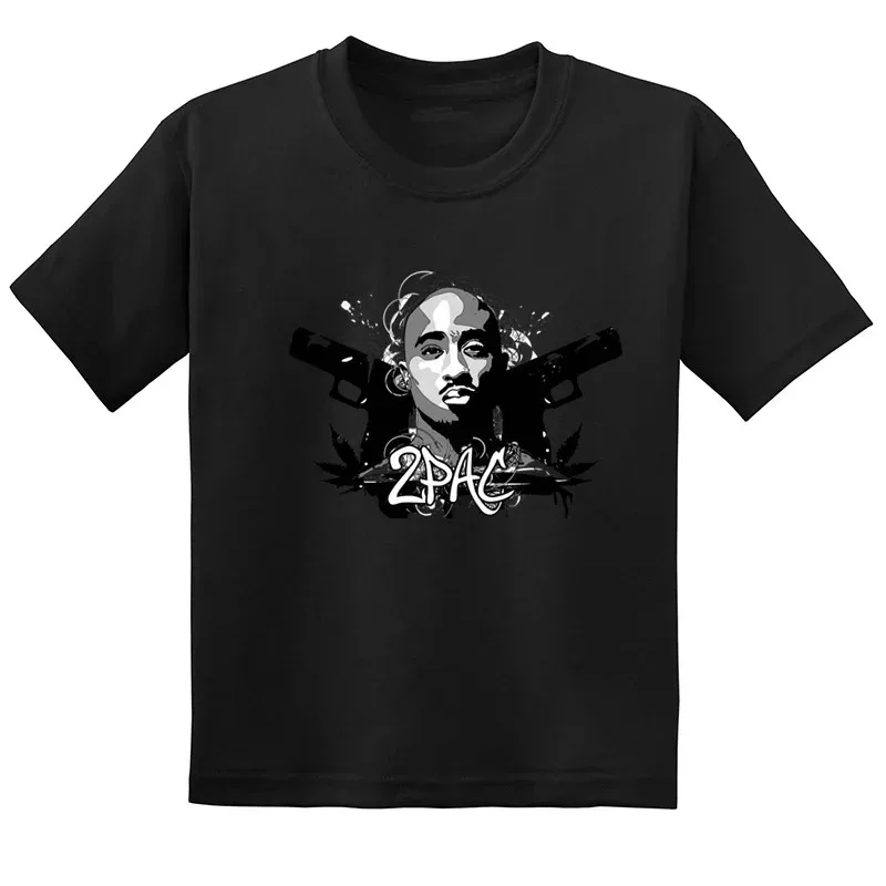 Hip Hop Festival Rapper 2pac Kids Mens Fashion Children T Shirt Tupac Thug Life Clothes Girls Boys Women Summer Black T-Shirt