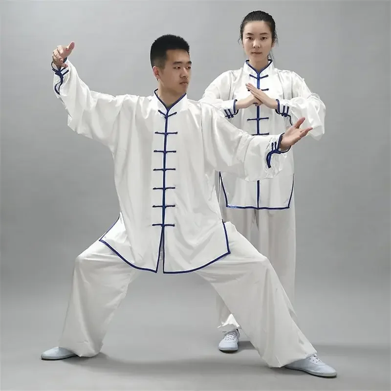 Chinese Traditional Clothing Set Man Woman Tai Chi Kung Fu Uniforms 12Colors Wushu Top Pants Training Performance Costumes