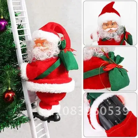 

Decoration Christmas Music Santa Claus Christmas Toy Electric Climb Ladder Tree Hanging Ornament Navid For Children New Year Toy