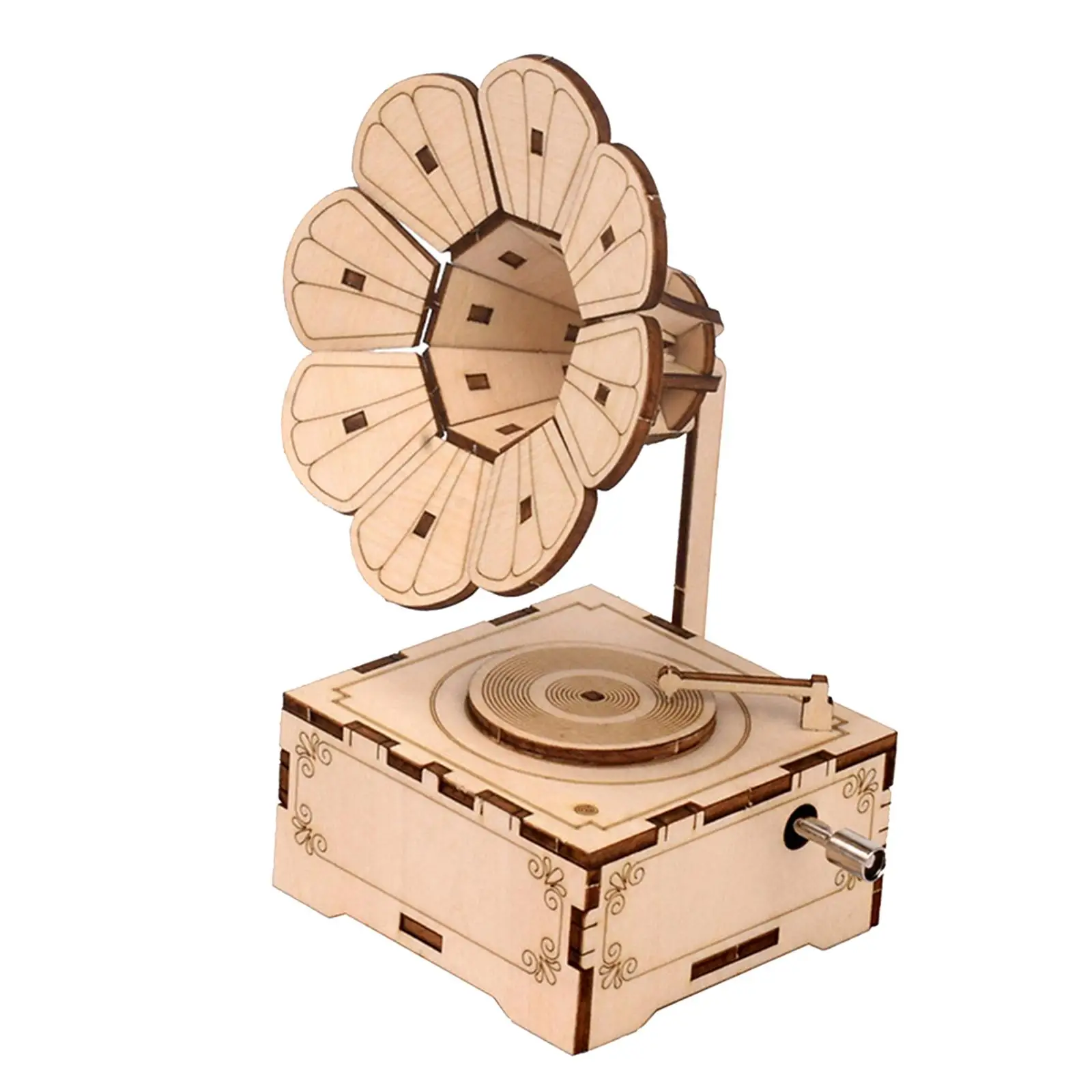 3D Gramophone Model 3D Wooden Mechanical Puzzle Puzzle Kit Creative Toy Gift for Children Adults