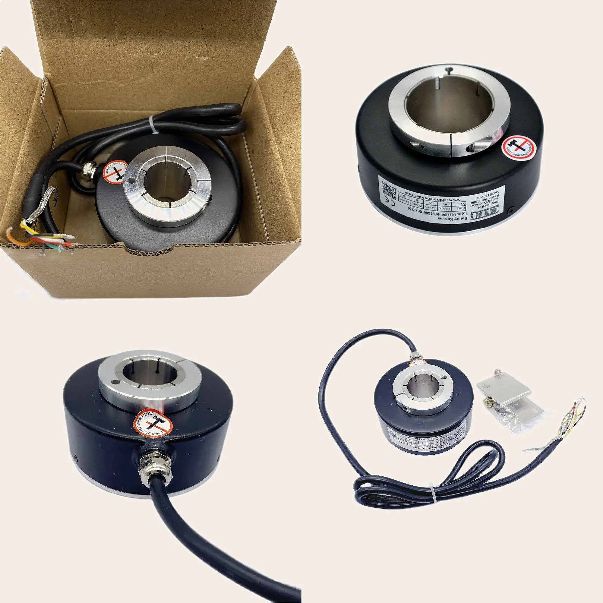CALT GHH90 Hollow Shaft Encoder 30-40mm 5V Line Driver Output 200-2500PPR Elevator Incremental Rotary Encoder