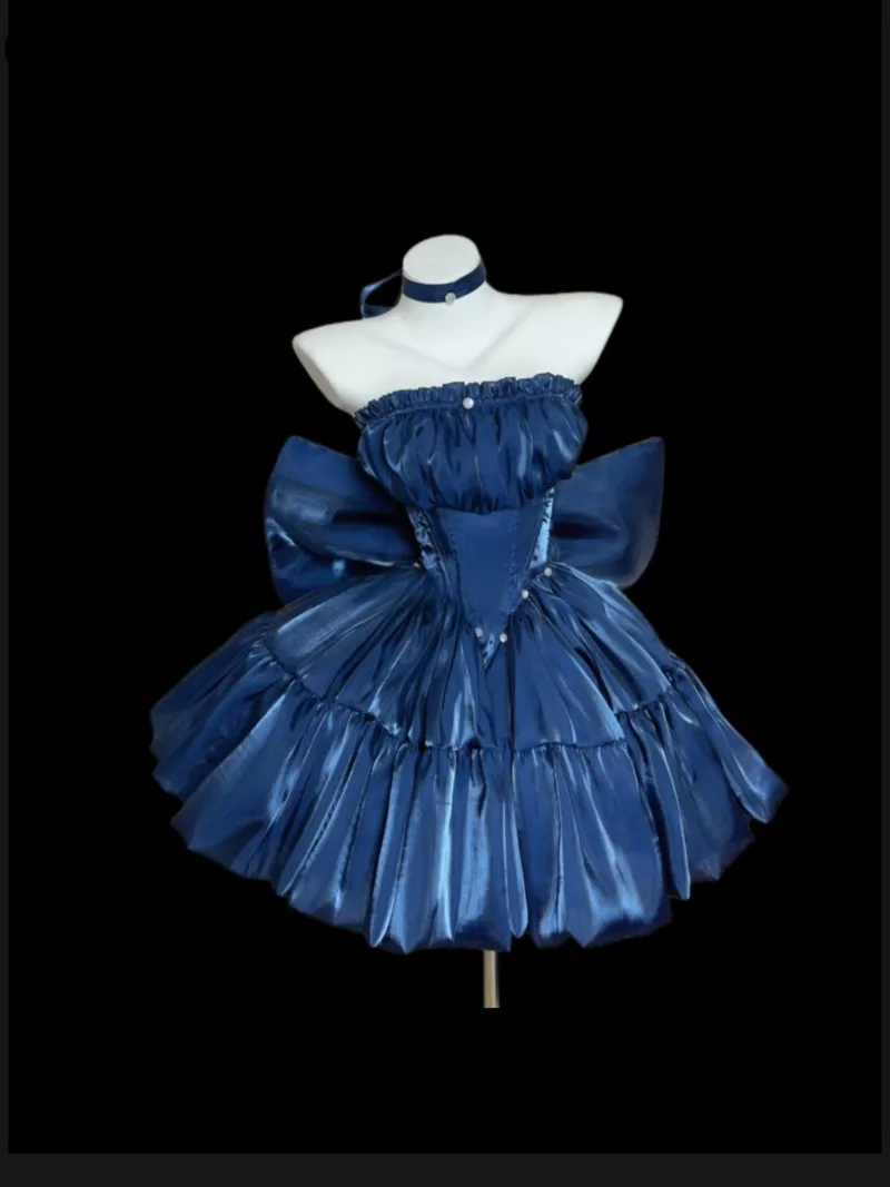 2026 حفلة عيد ميلاد بلا أكمام عالية الخصر سوبر فساتين الجنية الحلو الأميرة الإناث الفرنسية عالية الشعور المشاهير مأدبة فستان #3