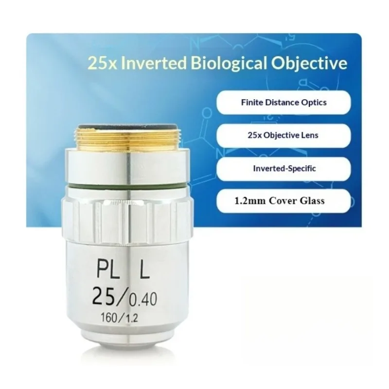 Objectif de microscope inversé 25X PLL25X plan achromatique métallurgique biologique à longue distance de travail