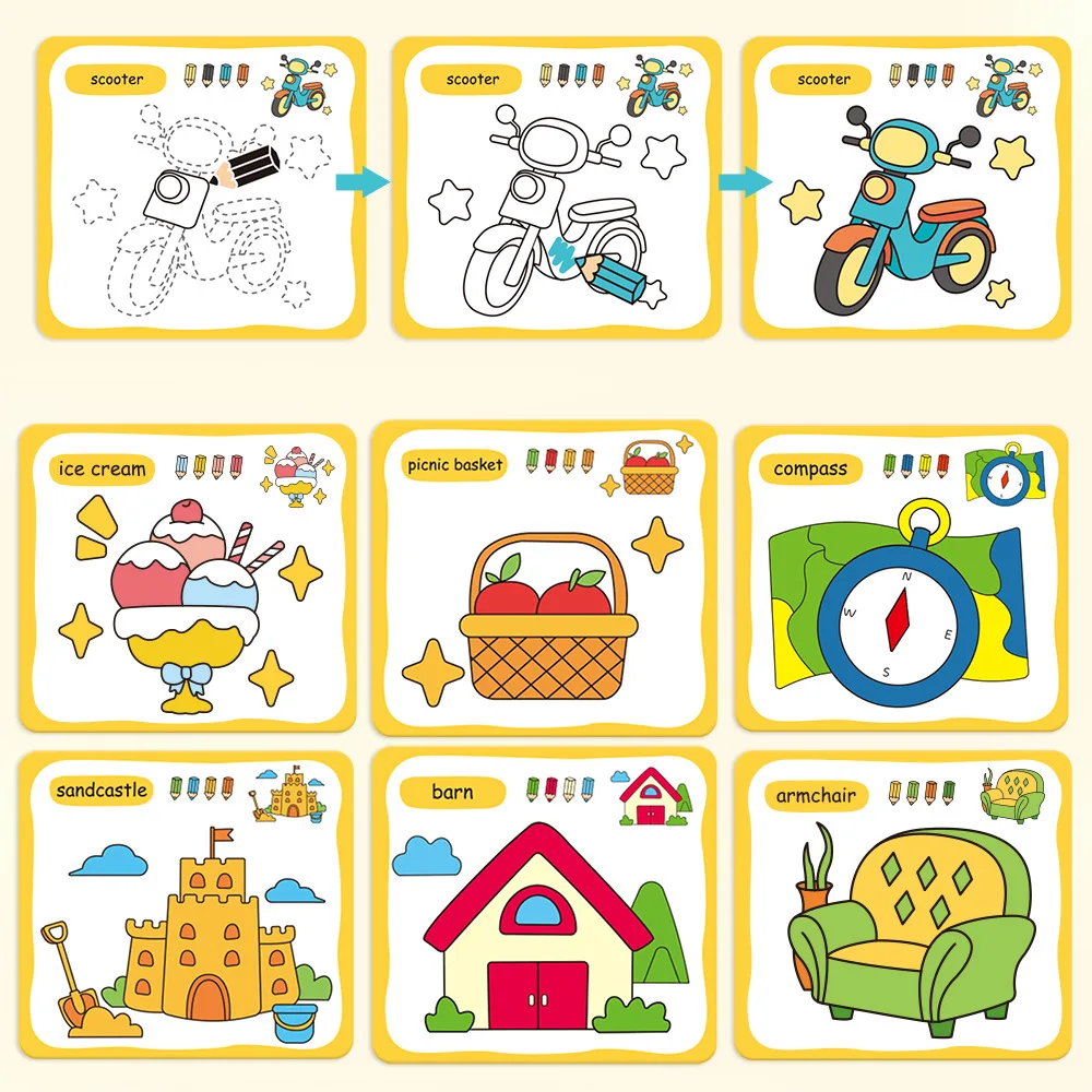 10-Buch-Set, Malbuch für Kinder zur Verbesserung des kognitiven Denkens, einschließlich 10 Cartoon-Themen für Jungen und Mädchen – Detail 5
