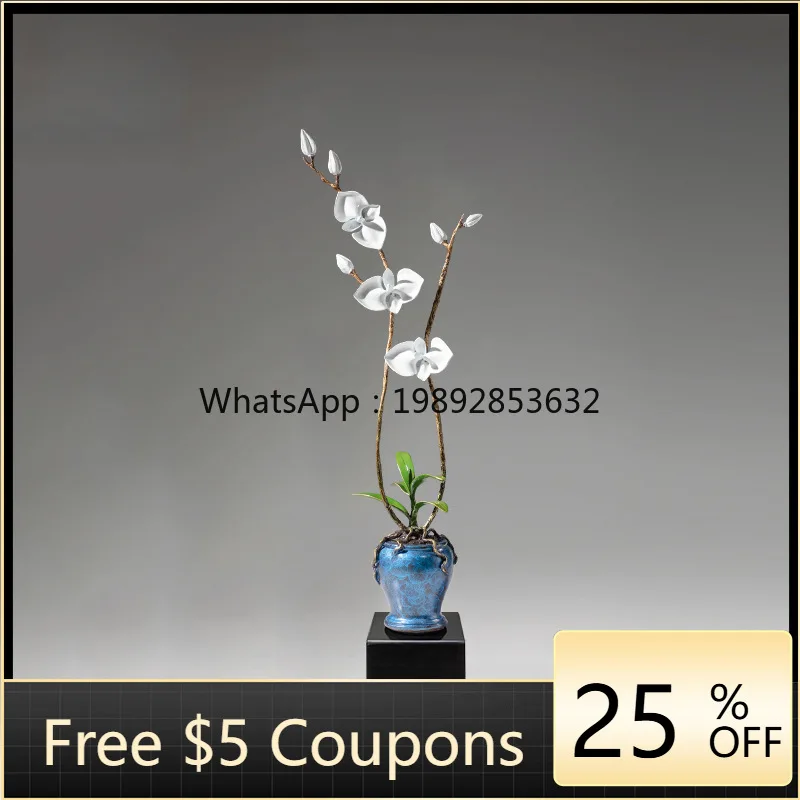 1LYY Copper Gold Years Butterfly Orchid Brass Ornament Entrance TV Cabinet Plant Flower Artwork Colored Copper Craft Ornament