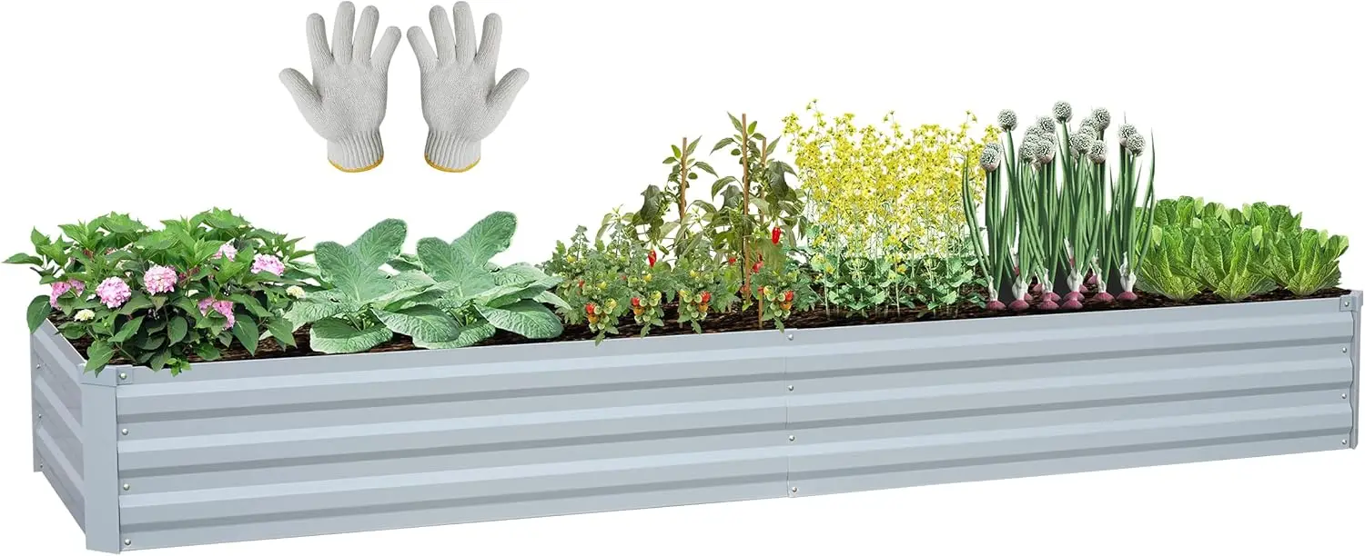 

Металлическая оцинкованная грядка для садоводства, уличная, серая, FT